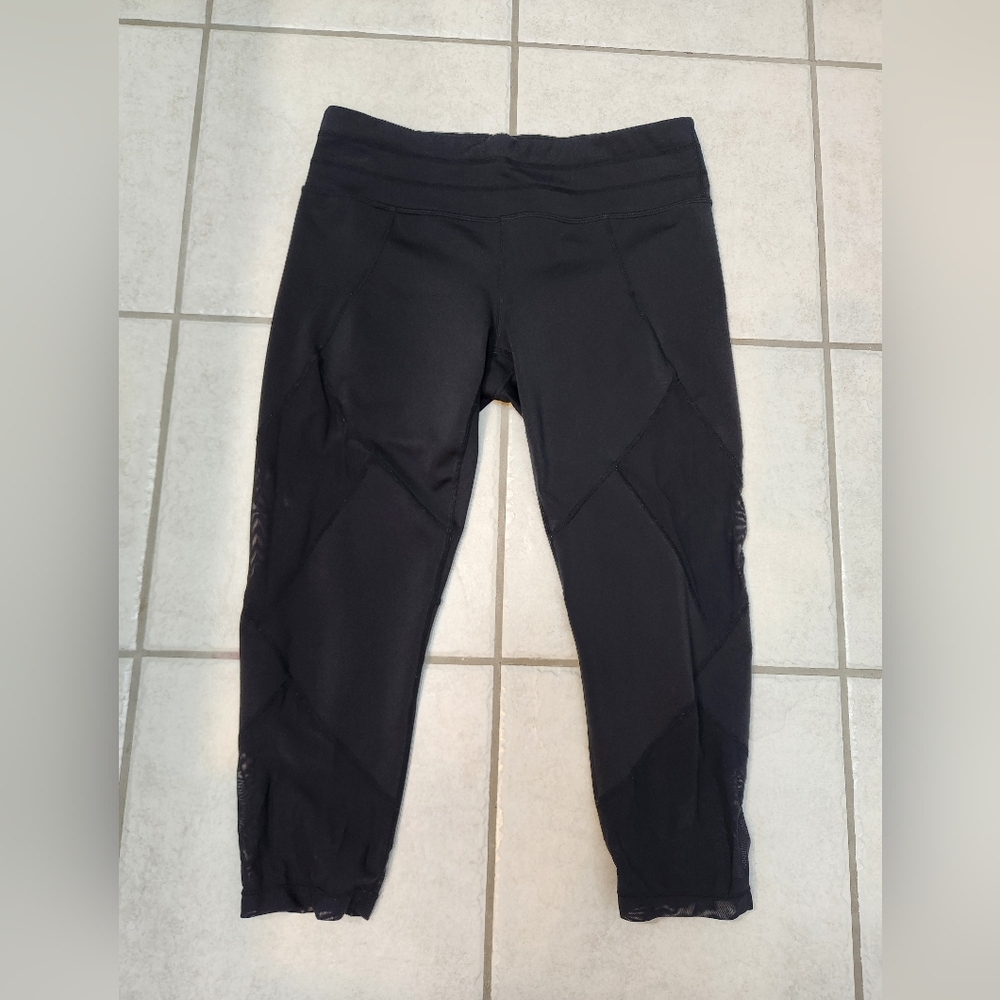 Athleta Black Mesh Cropped Performance Leggings